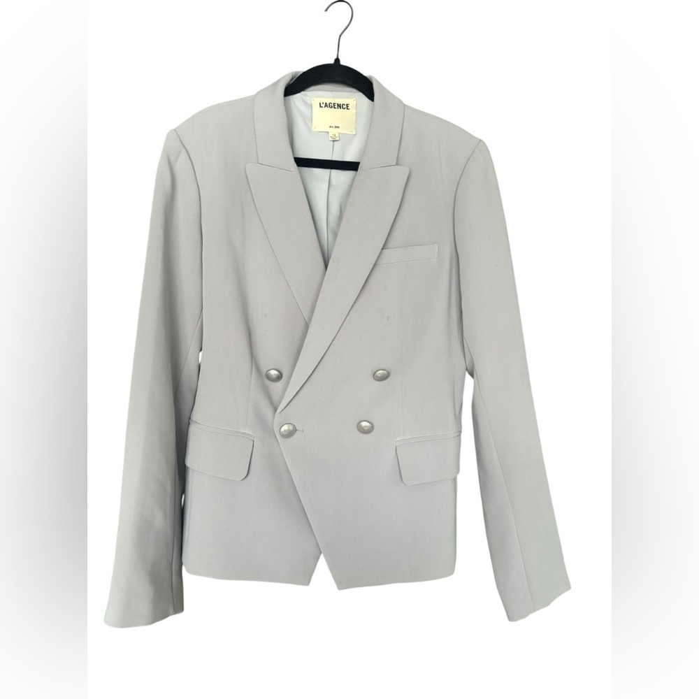 L'Agence Kenzie Double Breasted Blazer Pearl Gray Sold Out Color Size 12 - Picture 5 of 8